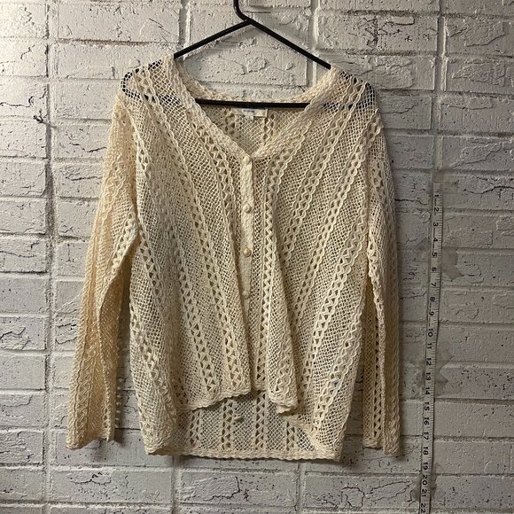 Vintage Friendship Horizon Crocheted Cardigan Sweater - Picture 1 of 10